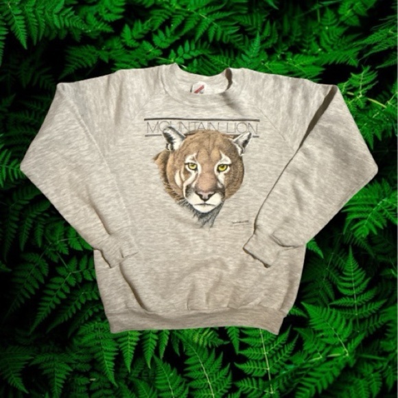 1988 Vintage Mountain Lion Face Crewneck - Picture 1 of 8